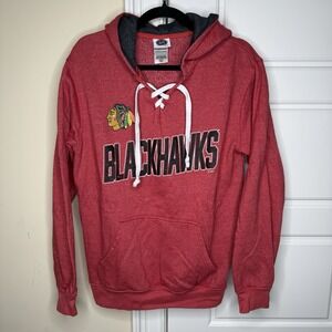 Chicago Blackhawks Hoodie Men's Small Red Pullover NHL Hockey Lace Up